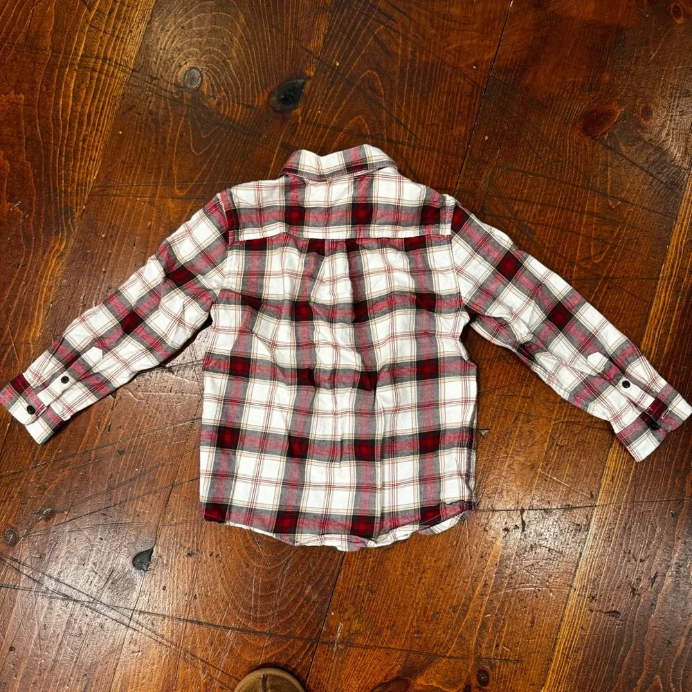 Gymboree‎ Red, Green and White Plaid Button Down Shirt- 5T- Holiday